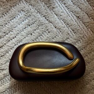 Brown Clutch with Gold Accent